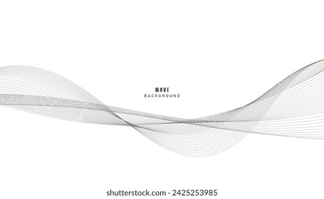 Abstract wave element for design. Digital frequency track equalizer. Stylized line art background. Vector illustration. Wave with lines created using blend tool. Curved wavy line, smooth stripe.