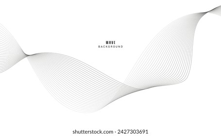 Abstract wave element for design. Digital frequency track equalizer. Stylized line art background. Vector illustration. Wave with lines created using blend tool. Curved wavy line, smooth stripe.