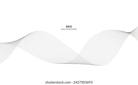 Abstract wave element for design. Digital frequency track equalizer. Stylized line art background. Vector illustration. Wave with lines created using blend tool. Curved wavy line, smooth stripe.