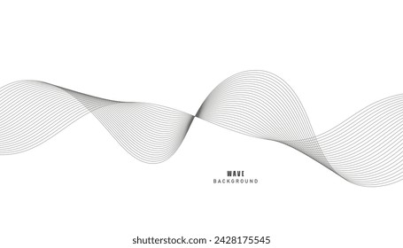 Abstract wave element for design. Digital frequency track equalizer. Stylized line art background. Vector illustration. Wave with lines created using blend tool. Curved wavy line, smooth stripe.