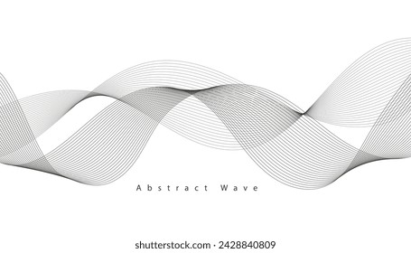 Elemento de onda abstracto para el diseño. Ecualizador de pista de frecuencia digital. Fondo estilizado de arte lineal. Ilustración vectorial. Onda con líneas creadas con la herramienta de mezcla. Línea ondulada curva, banda lisa.
