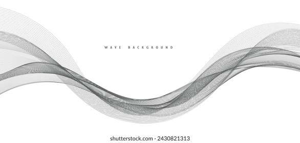Abstract wave element for design. Digital frequency track equalizer. Stylized line art background. Vector illustration. Wave with lines created using blend tool. Curved wavy line, smooth stripe.