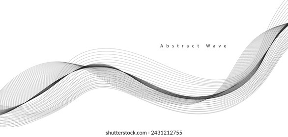 Elemento de onda abstracto para el diseño. Ecualizador de pista de frecuencia digital. Fondo estilizado de arte lineal. Ilustración vectorial. Onda con líneas creadas con la herramienta de mezcla. Línea ondulada curva, banda lisa.