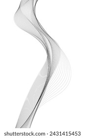 Abstract wave element for design. Digital frequency track equalizer. Stylized line art background. Vector illustration. Wave with lines created using blend tool. Curved wavy line, smooth stripe.