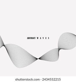 Abstract wave element for design. Digital frequency track equalizer. Stylized line art background. Vector illustration. Wave with lines created using blend tool. Curved wavy line, smooth stripe.