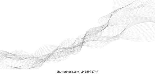 Abstract wave element for design. Digital frequency track equalizer. Stylized line art background. Vector illustration. Wave with lines created using blend tool. Curved wavy line, smooth stripe.