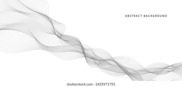 Elemento de onda abstracto para el diseño. Ecualizador de pista de frecuencia digital. Fondo estilizado de arte lineal. Ilustración vectorial. Onda con líneas creadas con la herramienta de mezcla. Línea ondulada curva, banda lisa.