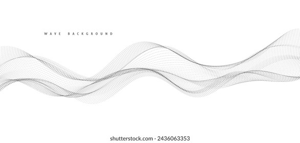 Abstract wave element for design. Digital frequency track equalizer. Stylized line art background. Vector illustration. Wave with lines created using blend tool. Curved wavy line, smooth stripe.
