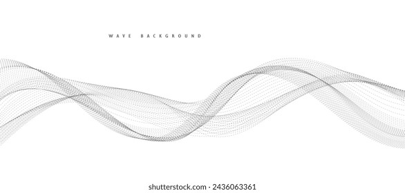 Abstract wave element for design. Digital frequency track equalizer. Stylized line art background. Vector illustration. Wave with lines created using blend tool. Curved wavy line, smooth stripe.