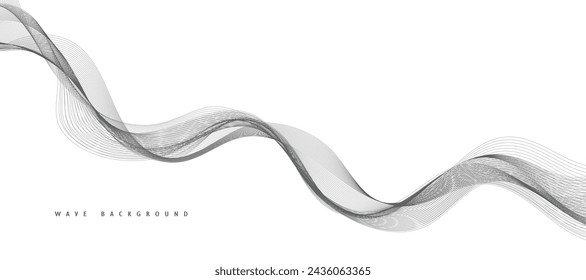 Abstract wave element for design. Digital frequency track equalizer. Stylized line art background. Vector illustration. Wave with lines created using blend tool. Curved wavy line, smooth stripe.