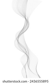 Abstraktes Wellenelement für Design. Digitaler Frequenzspurentzerrer. Stilisierter Line Art Hintergrund. Vektorgrafik. Wellenbewegung mit Linien, die mit dem Verrundungswerkzeug erstellt wurden. Gebogene Wellenlinie, glatter Streifen.