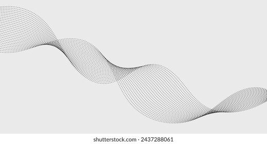 Abstraktes Wellenelement für Design. Digitaler Frequenzspurentzerrer. Stilisierter Line Art Hintergrund. Vektorgrafik. Wellenbewegung mit Linien, die mit dem Verrundungswerkzeug erstellt wurden. Gebogene Wellenlinie, glatter Streifen.