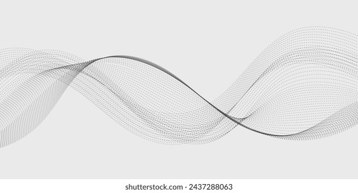 Abstract wave element for design. Digital frequency track equalizer. Stylized line art background. Vector illustration. Wave with lines created using blend tool. Curved wavy line, smooth stripe.