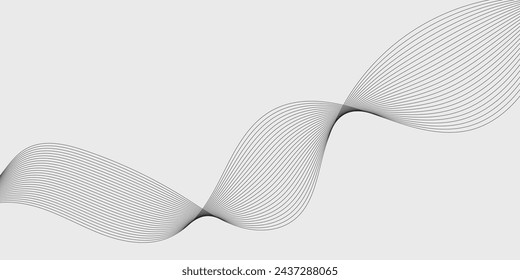 Abstract wave element for design. Digital frequency track equalizer. Stylized line art background. Vector illustration. Wave with lines created using blend tool. Curved wavy line, smooth stripe.