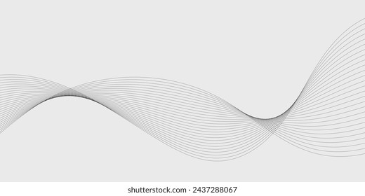 Abstract wave element for design. Digital frequency track equalizer. Stylized line art background. Vector illustration. Wave with lines created using blend tool. Curved wavy line, smooth stripe.