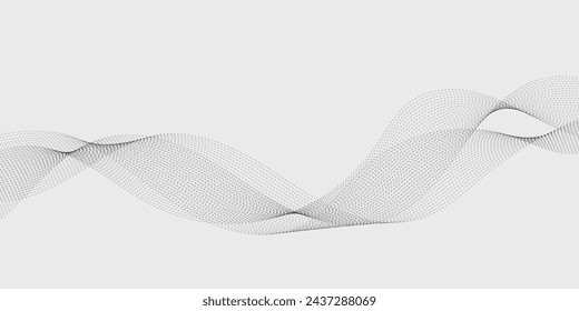 Abstract wave element for design. Digital frequency track equalizer. Stylized line art background. Vector illustration. Wave with lines created using blend tool. Curved wavy line, smooth stripe.
