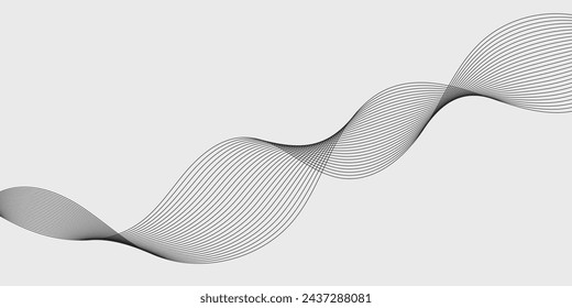Abstract wave element for design. Digital frequency track equalizer. Stylized line art background. Vector illustration. Wave with lines created using blend tool. Curved wavy line, smooth stripe.
