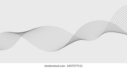 Abstract wave element for design. Digital frequency track equalizer. Stylized line art background. Vector illustration. Wave with lines created using blend tool. Curved wavy line, smooth stripe.