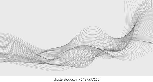 Abstract wave element for design. Digital frequency track equalizer. Stylized line art background. Vector illustration. Wave with lines created using blend tool. Curved wavy line, smooth stripe.