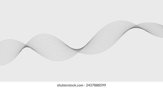 Abstract wave element for design. Digital frequency track equalizer. Stylized line art background. Vector illustration. Wave with lines created using blend tool. Curved wavy line, smooth stripe.