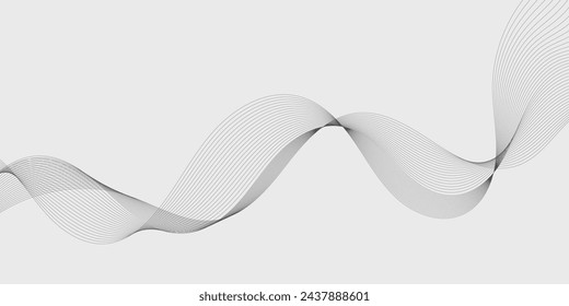 Abstract wave element for design. Digital frequency track equalizer. Stylized line art background. Vector illustration. Wave with lines created using blend tool. Curved wavy line, smooth stripe.