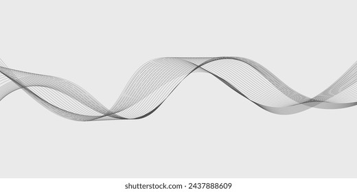 Abstract wave element for design. Digital frequency track equalizer. Stylized line art background. Vector illustration. Wave with lines created using blend tool. Curved wavy line, smooth stripe.