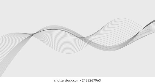 Abstract wave element for design. Digital frequency track equalizer. Stylized line art background. Vector illustration. Wave with lines created using blend tool. Curved wavy line, smooth stripe.
