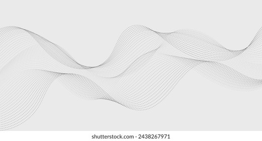 Abstract wave element for design. Digital frequency track equalizer. Stylized line art background. Vector illustration. Wave with lines created using blend tool. Curved wavy line, smooth stripe.