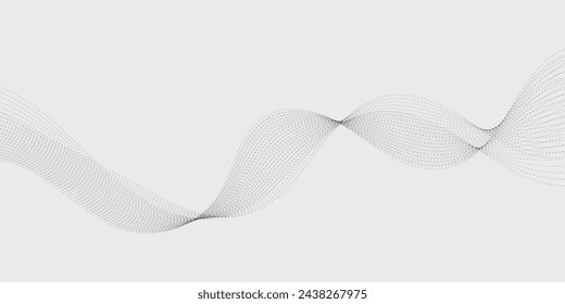 Abstract wave element for design. Digital frequency track equalizer. Stylized line art background. Vector illustration. Wave with lines created using blend tool. Curved wavy line, smooth stripe.