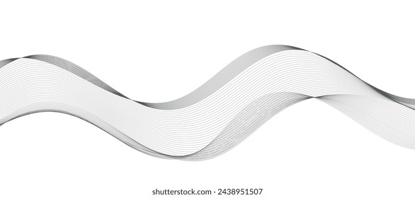Abstract wave element for design. Digital frequency track equalizer. Stylized line art background. Vector illustration. Wave with lines created using blend tool. Curved wavy line, smooth stripe.