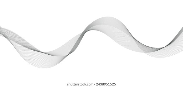 Abstract wave element for design. Digital frequency track equalizer. Stylized line art background. Vector illustration. Wave with lines created using blend tool. Curved wavy line, smooth stripe.