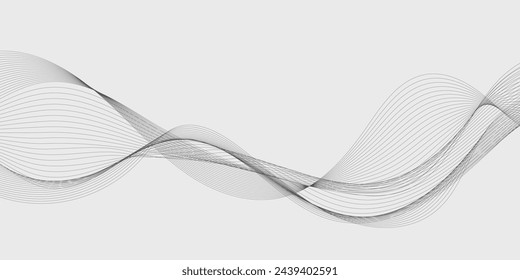 Abstract wave element for design. Digital frequency track equalizer. Stylized line art background. Vector illustration. Wave with lines created using blend tool. Curved wavy line, smooth stripe.