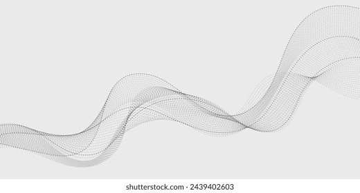 Abstract wave element for design. Digital frequency track equalizer. Stylized line art background. Vector illustration. Wave with lines created using blend tool. Curved wavy line, smooth stripe.