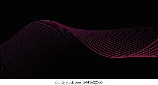 Abstract wave element for design. Digital frequency track equalizer. Stylized line art background. Vector illustration. Wave with lines created using blend tool. Curved wavy line, vector abstract