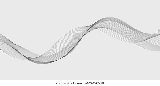 Abstract wave element for design. Digital frequency track equalizer. Stylized line art background. Vector illustration. Wave with lines created using blend tool. Curved wavy line, smooth stripe.