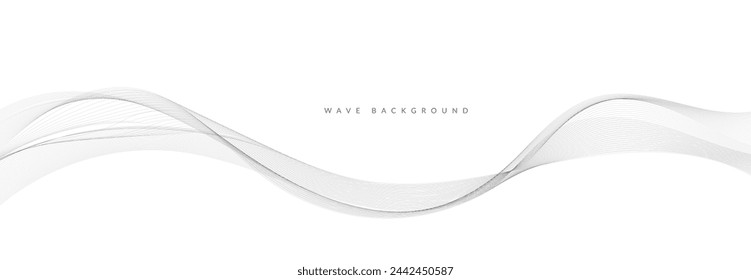 Abstract wave element for design. Digital frequency track equalizer. Stylized line art background. Vector illustration. Wave with lines created using blend tool. Curved wavy line, smooth stripe.