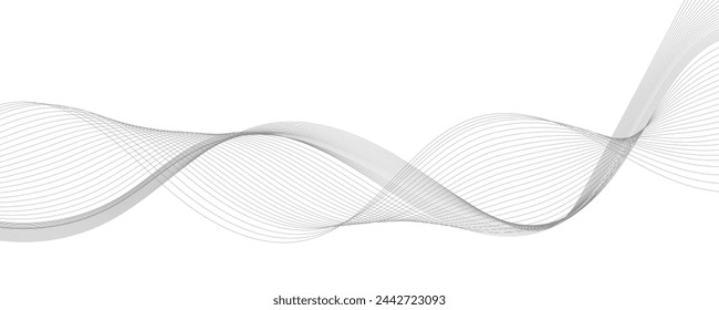 Abstract wave element for design. Digital frequency track equalizer. Stylized line art background. Vector illustration. Wave with lines created using blend tool. Curved wavy line, smooth stripe.