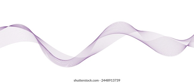 Abstract wave element for design. Digital frequency track equalizer. Stylized line art background. Vector illustration. Wave with lines created using blend tool. Curved wavy line, smooth stripe.