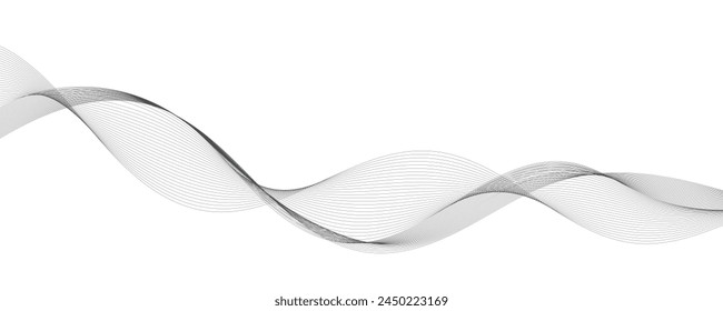Abstract wave element for design. Digital frequency track equalizer. Stylized line art background. Vector illustration. Wave with lines created using blend tool. Curved wavy line, smooth stripe.
