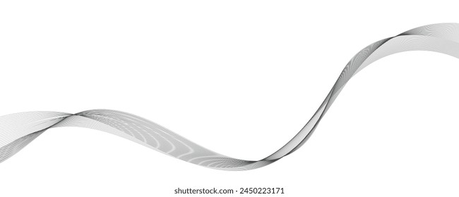 Abstract wave element for design. Digital frequency track equalizer. Stylized line art background. Vector illustration. Wave with lines created using blend tool. Curved wavy line, smooth stripe.