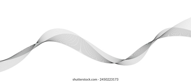 Abstract wave element for design. Digital frequency track equalizer. Stylized line art background. Vector illustration. Wave with lines created using blend tool. Curved wavy line, smooth stripe.
