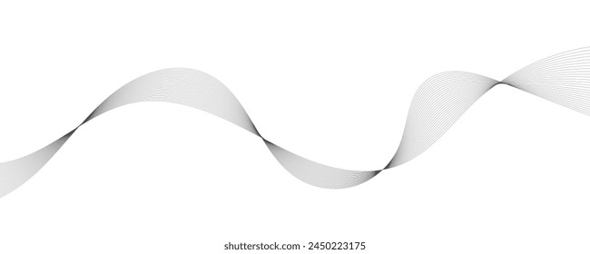 Abstract wave element for design. Digital frequency track equalizer. Stylized line art background. Vector illustration. Wave with lines created using blend tool. Curved wavy line, smooth stripe.