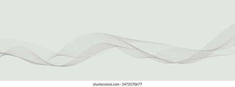 Abstract wave element for design. Digital frequency track equalizer. Stylized line art background. Vector illustration. Wave with lines created using blend tool. Curved wavy line, smooth stripe.