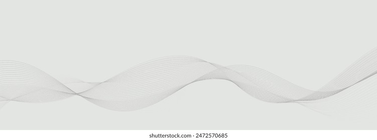 Abstract wave element for design. Digital frequency track equalizer. Stylized line art background. Vector illustration. Wave with lines created using blend tool. Curved wavy line, smooth stripe.