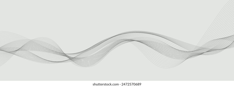 Abstract wave element for design. Digital frequency track equalizer. Stylized line art background. Vector illustration. Wave with lines created using blend tool. Curved wavy line, smooth stripe.