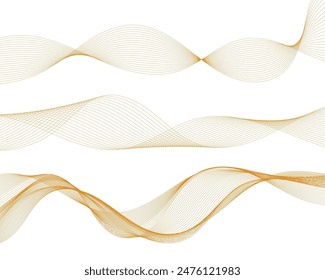 Abstract wave element for design. Digital frequency track equalizer. Stylized line art background. Vector illustration. Wave with lines created using the blend tool. Curved wavy line, smooth stripe.
