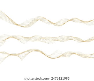 Abstract wave element for design. Digital frequency track equalizer. Stylized line art background. Vector illustration. Wave with lines created using the blend tool. Curved wavy line, smooth stripe.
