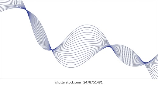 Abstract wave element for design. Digital frequency track equalizer. Stylized line art background. Vector illustration. Wave with lines created using blend tool. Curved wavy line, smooth stripe.