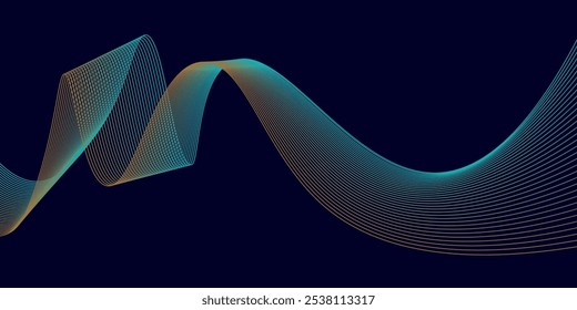 Elemento de onda abstrato para projeto. Equalizador de faixa de frequência digital. Plano de fundo da arte em linha estilizada. Ilustração vetorial.