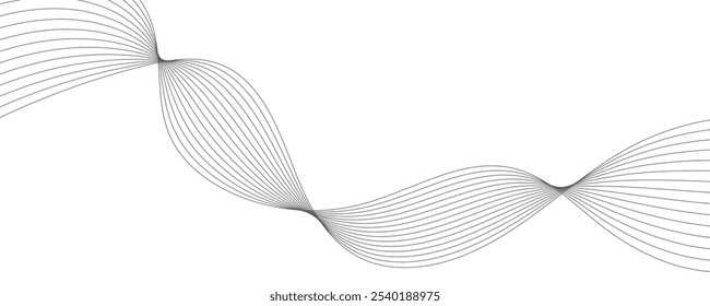 Abstract wave element for design. Digital frequency track equalizer. Stylized line art background. Vector illustration. Wave with lines created using blend tool. Curved wavy line, smooth stripe.